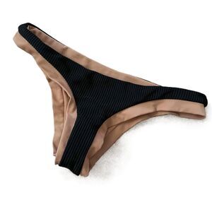 NWOT Issa De Mar Coco Honey Black Rib Ribbed High Cut Bikini Bottom